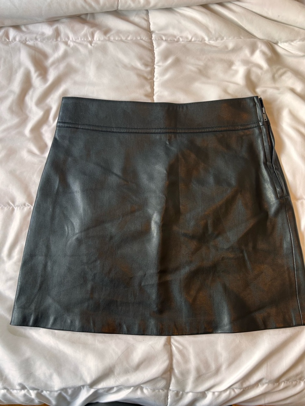 Mango Black Faux Leather Mini Skirt with Side Zip